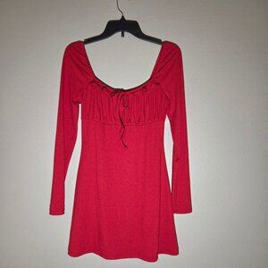 Blue Rain Women's Long Sleeve Keyhole Red Knit Dress, S